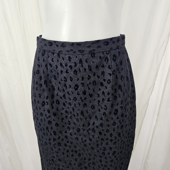 Vintage Rickie Freeman for Teri Jon Saks gray black leopard print wool skirt set - Picture 10 of 12
